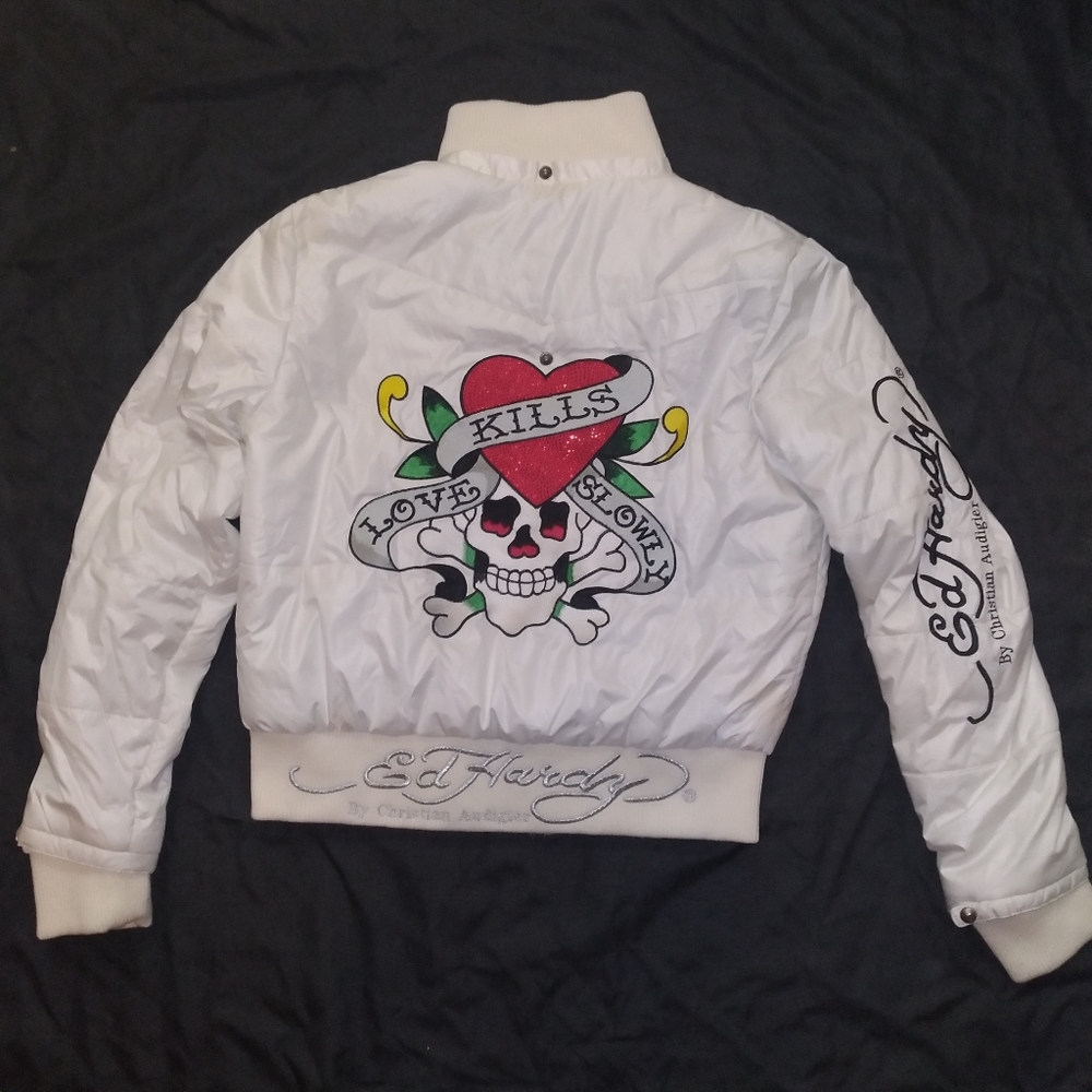 Ed Hardy Womens Jacket XL White
